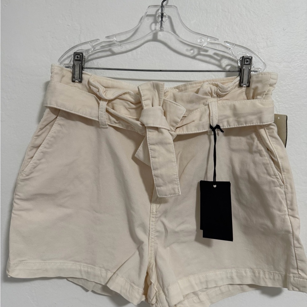 PAIGE Paperbag Waist Shorts Size 31 Quartz Sand Tie Waist NWT Beige Summer - Picture 3 of 16